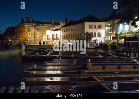 Scudamore's punts moored up for the night at the Mill Lane Punting Station and Quayside Punting Station