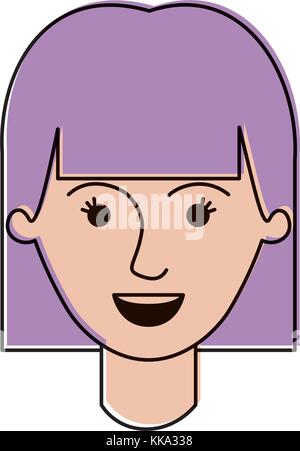 female face with mushroom hairstyle in watercolor silhouette Stock Vector