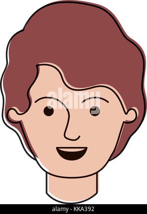 Male Face With Short Wavy Hair In Colorful Silhouette Stock Vector