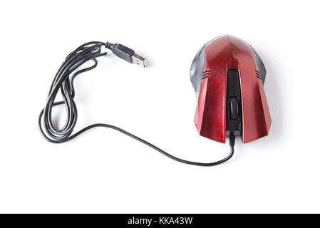 Computer mouse with USB cable connection on the white background Stock Photo