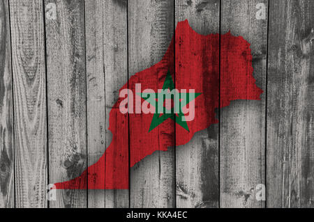 Map and flag of Morocco on weathered wood Stock Photo - Alamy