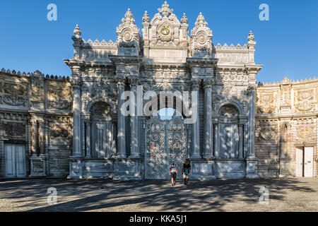 Dolmabahçe Palace, Istanbul, Turkey in daylight exterior view. Stock Photo