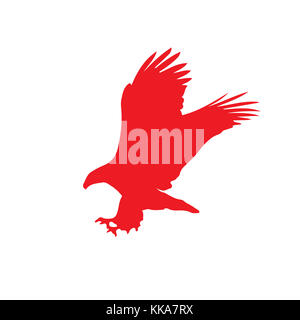 Red silhouette of eagle  isolated on white background. Vector illustration, clip art, icon, sign, symbol of eagle for design. Stock Photo