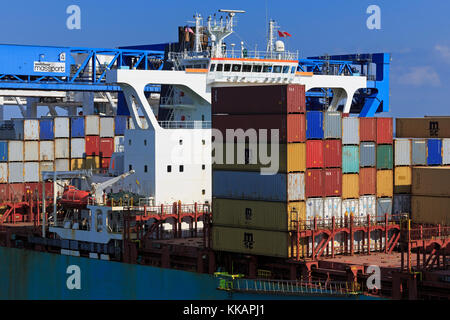 Container ship, Boston, Massachusettes, New England, United States of America, North America Stock Photo