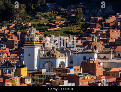 Basilica of Our Lady of Copacabana, elevated view, Copacabana, La Paz Department, Bolivia, South America Stock Photo