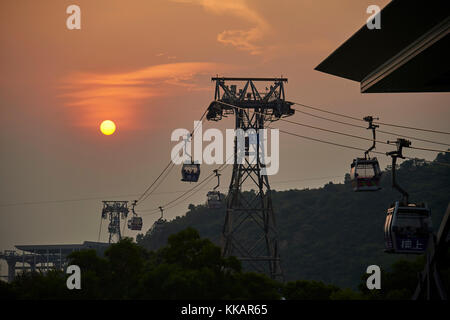 Ngong Ping 360 gondola brings visitors back from Big Buddha and Po Lin Monastery, Lantau Island, Hong Kong, China, Asia Stock Photo