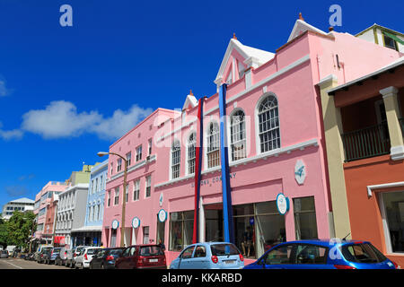 Reid Street, Hamilton City, Pembroke Parish, Bermuda, Atlantic, Central America Stock Photo