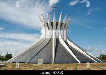 Metropolitan Cathedral designed by Oscar Niemeyer in 1959, Brasilia, UNESCO World Heritage Site, Brazil, South America Stock Photo
