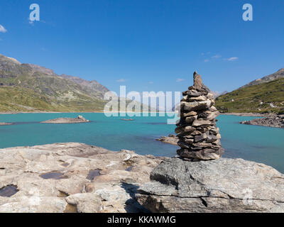 Lake of Bernina, Bianco lake in summer season Stock Photo