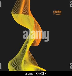 Abstract digital landscape with flowing particles. Cyber or technology background. Stock Vector