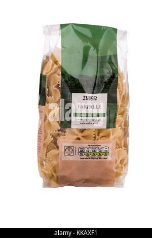 Tesco Farfalle dried pasta, food packaging. Stock Photo