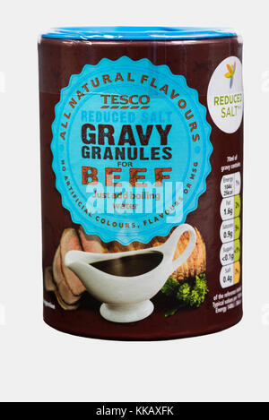 Tesco beef gravy granules, food packaging. Stock Photo