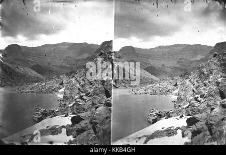 Grand Canyon National Park, Andy Hattan by the boats, Arizona 1872. Image courtesy USGS. 1872. Stock Photo