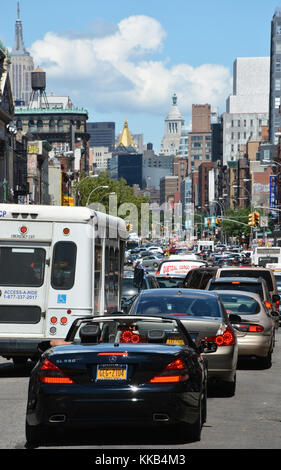 NEW YORK CITY - AUGUST 08  Traffic jam on Broadway street in NYC on August 08, 2013  New York is the biggest city in the United States Stock Photo