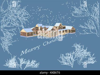 winter rural landscape. christmas background Stock Vector