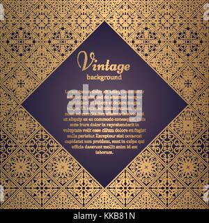 Premium frame in oriental style. Mosaic background. Islamic card with place for text. Arabic, indian, turkish, pakistan, chinese, japanese, asian moti Stock Vector
