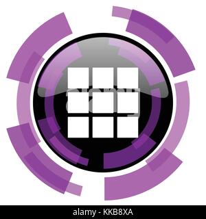 Thumbnails grid pink violet modern design vector web and smartphone icon. Round button in eps 10 isolated on white background. Stock Vector