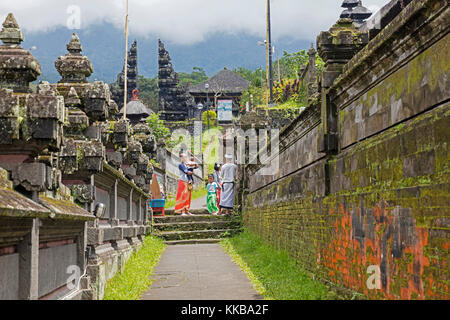 Pura Besakih, largest and holiest temple of Hindu religion in Bali on the slopes of Mount Agung, volcano in eastern Bali, Indonesia Stock Photo