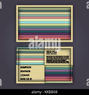 business card template with 3D paper colorful lines background Stock Vector