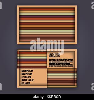 business card template with 3D paper colorful lines background Stock Vector