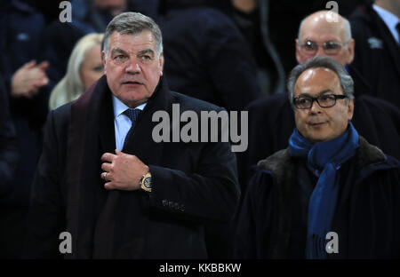 Sam Allardyce in the stands with Everton Owner Farhad Moshiri (right) during the Premier League match at Goodison Park, Liverpool. Stock Photo