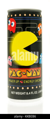 Winneconne, WI - 20 November 2017:  A Pac-Man energy drink on an on an isolated background. Stock Photo