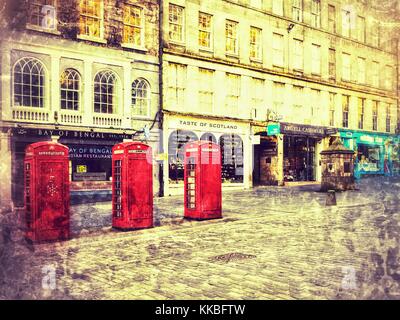 Phone Boxes in Edinburgh Stock Photo