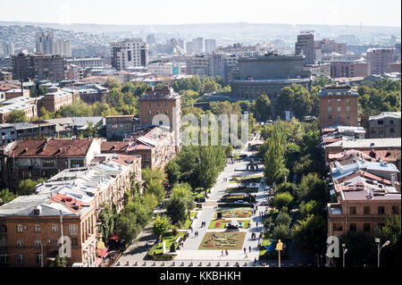 Yerevan, Armenia - October 8, 2017: View of downtown Yerevan and Armenian National Academic Theater of Opera and Ballet named after Alexander Spendiar Stock Photo