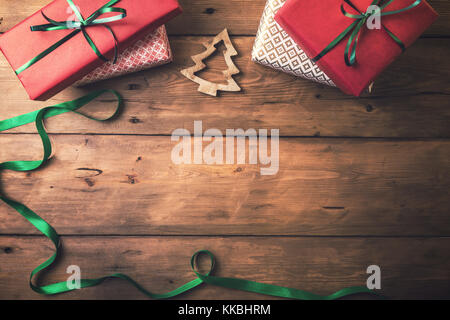 christmas card background. presents and decors with copy space Stock Photo