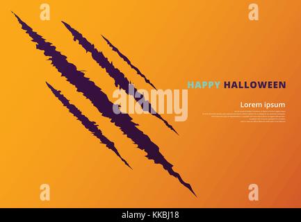 Halloween event concept with scratching marks on yellow wall from zombie nails, Vector illustration Stock Vector