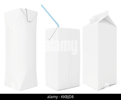 Set white paper package. 3d rendering on white background Stock Photo