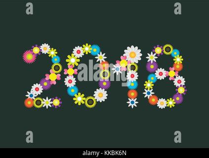 2018 Flower numbers Stock Vector