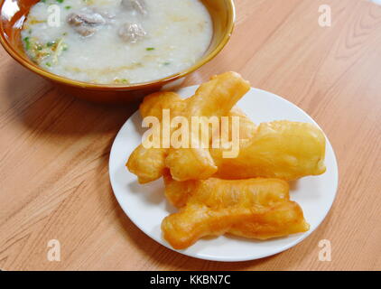 deep fried dough stick and rice porridge with pork Stock Photo