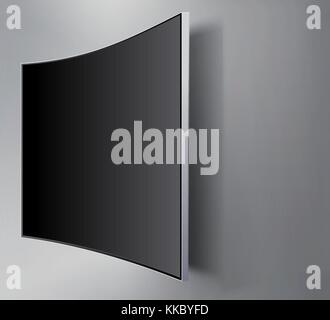Black LED tv television screen blank on walll background Stock Vector