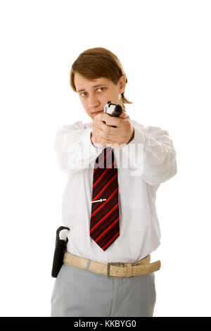 portrait of a handsome man holding a gun Stock Photo - Alamy