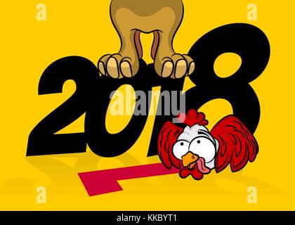 Comic cartoon dpg rooster 2018 new year Stock Vector