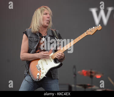 FORT LAUDERDALE, FL - APRIL 16: Mark Matejka of Lynyrd Skynyrd performs onstage during Tortuga Music Festival on April 16, 2016 in Fort Lauderdale, Florida.  People:  Mark Matejka Stock Photo