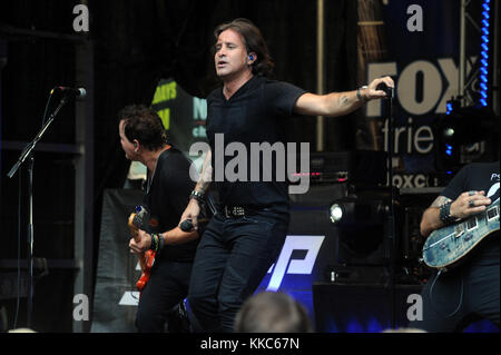 NEW YORK, NY - JULY 08: Creed Fronman Scott Stapp performs onstage during 'FOX & Friends' All American Concert Series outside of FOX Studios on July 8, 2016 in New York City   People:  Scott Stapp Stock Photo