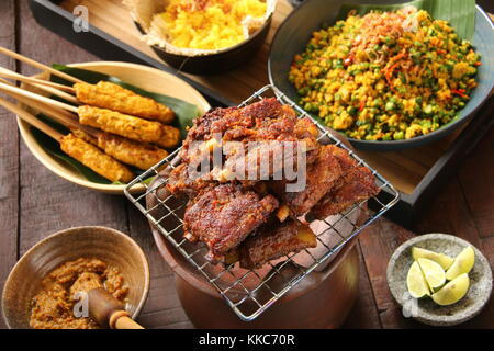 Balung Panggang, Balinese Grilled Pork Ribs Stock Photo