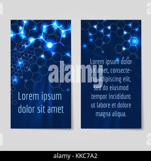 Flyers with blue abstract glowing structure Stock Vector