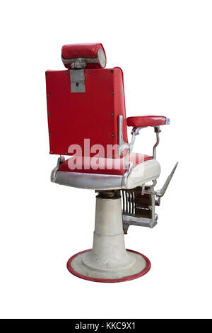 Antique barber chair, isolated on white background Stock Photo