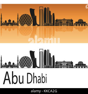 Abu Dhabi V2 skyline in orange background in editable vector file Stock Photo