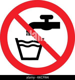 Not drinkable water, prohibition sign. Do not drink water sign, vector illustration. Stock Vector