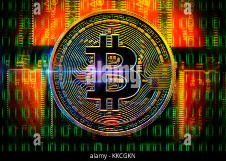 Bitcoin coin, virtual currency Stock Photo