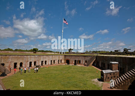 NC00954-00...NORTH CAROLINA - The Parade Ground in the center of historic Fort Macon located on a Barrier Island near Atlantic Beach. Stock Photo