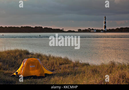 NC00974-00...NORTH CAROLINA - sunrise at a campsite on Shackleford Banks in Cape Lookout National Seashore. Stock Photo