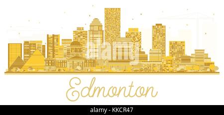 Edmonton Canada City skyline golden silhouette. Vector illustration. Simple flat concept for tourism presentation, banner, placard or web site. Stock Vector