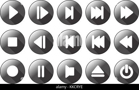 simple multimedia buttons - vector Stock Vector