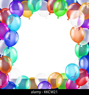 real colorful balloons with center copy space Stock Vector