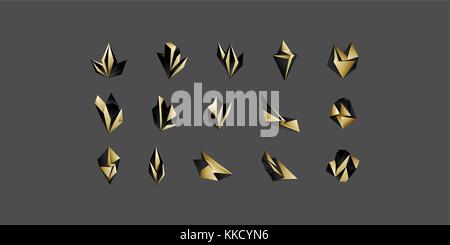 Set of minimal geometric multicolor shapes. Trendy hipster icons and logotypes. Business signs symbols, labels, badges, frames and borders Stock Vector